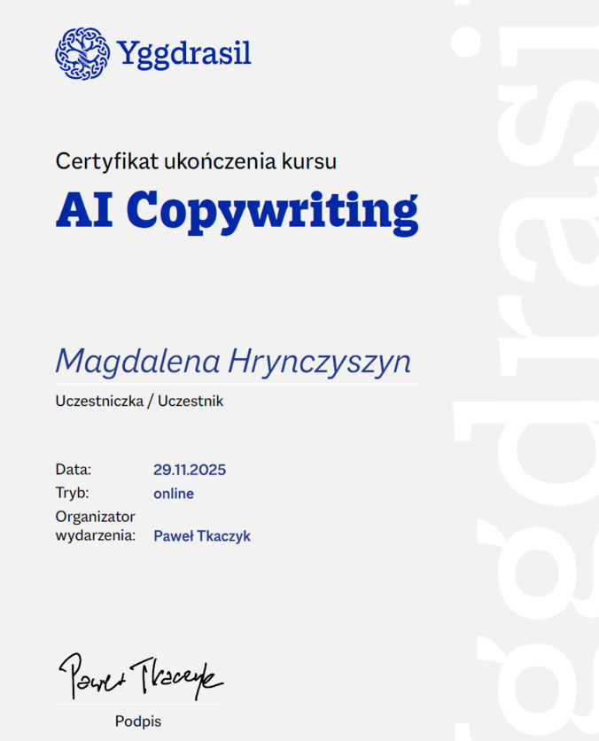 certyfikat-AI Copywriting